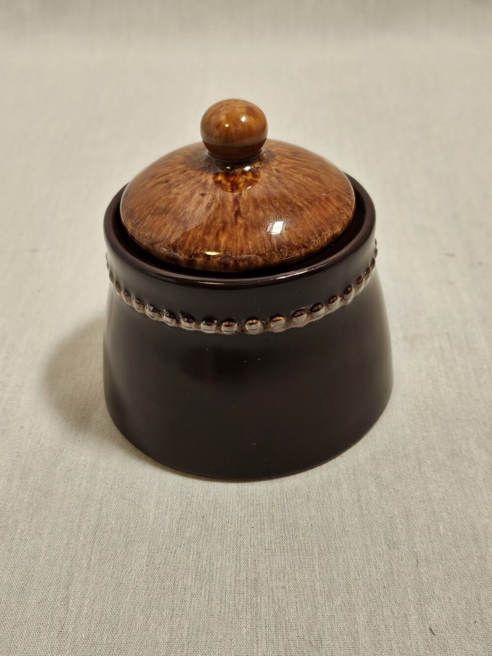 Pier 1 Imports - Brown Decorative Ceramic Jar And Lid Stoneware - VTG
